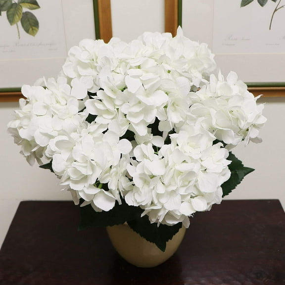 20-Inch Hydrangea Bush with 7 Heads White – Artificial Silk Flower Bouquet for Home, Wedding & Event Décor