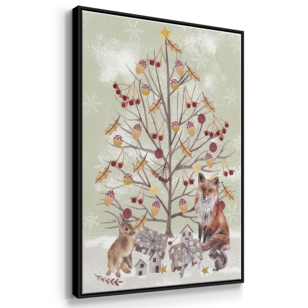 Christmas Time Collection B - Framed Gallery Wrapped Holiday Canvas - 17 x 25 - Black Frame