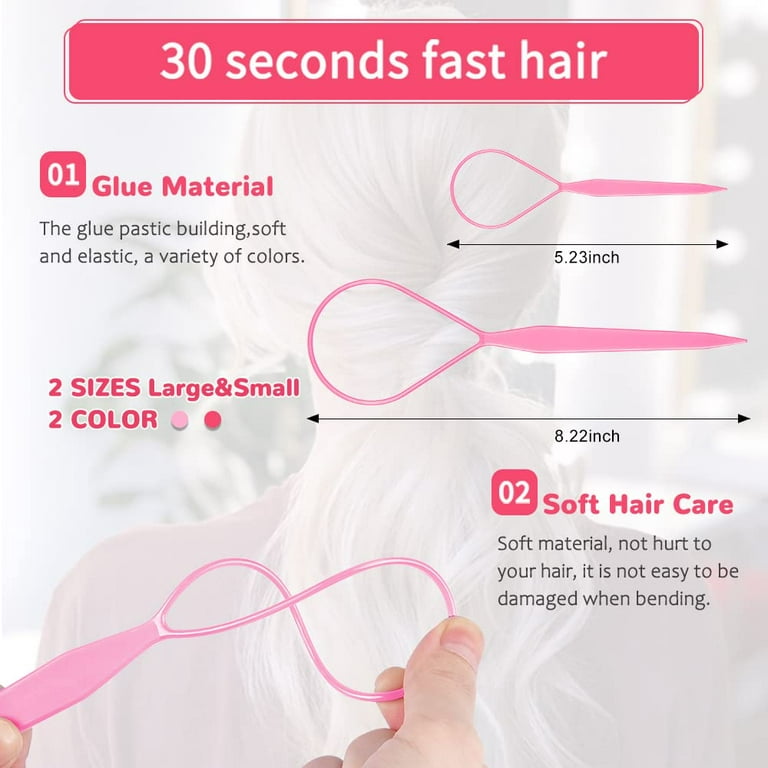 Vrose Flosi Topsy Tail Hair Tool Hair Pull Through Tool Hair Loop Styling  Tool - Ponytail Maker French Braid Loop For Hair Styling Gifts For Women 