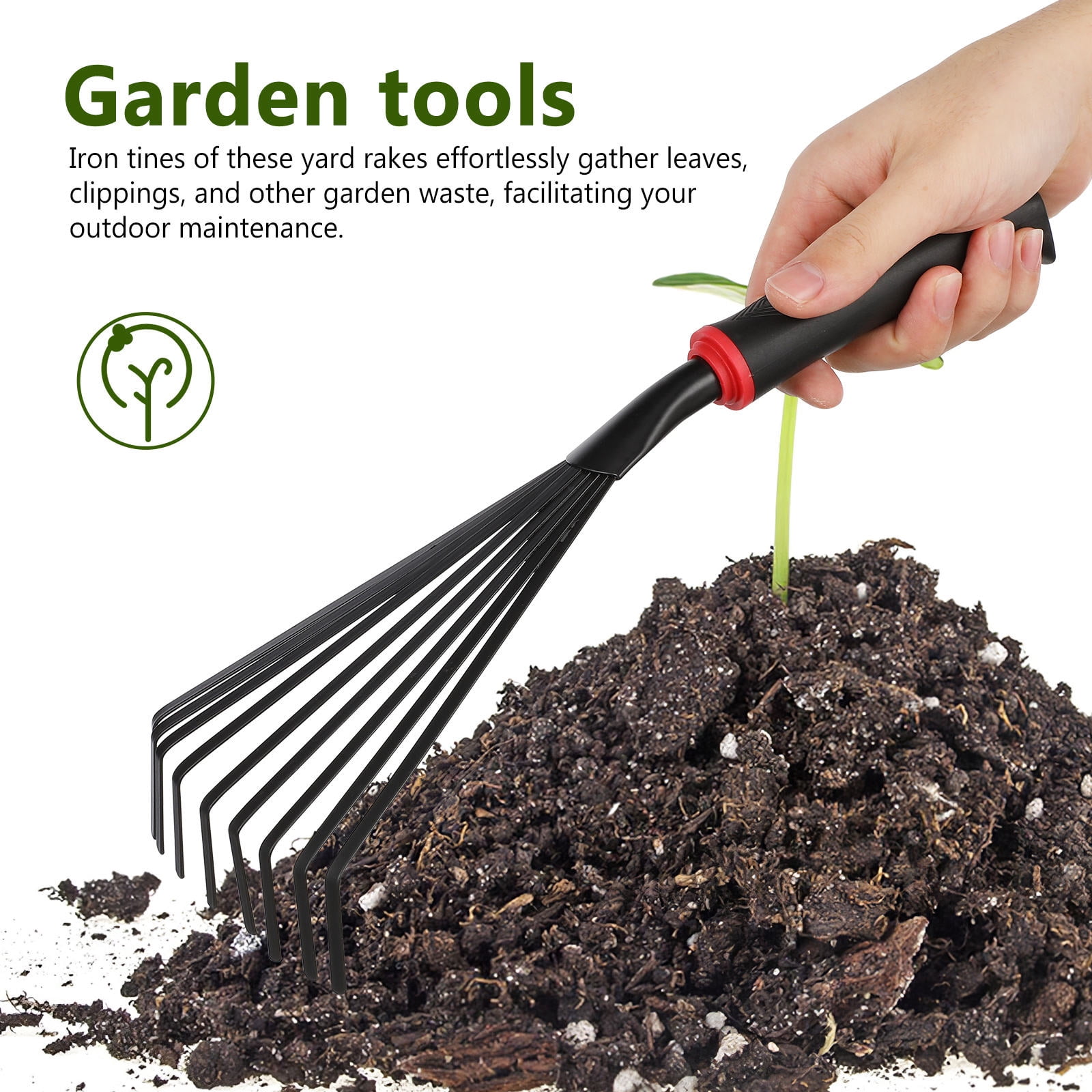 MLINS 2pcs Gardening Rakes Short Handle Rakes Small Hand Rakes Metal Lawn Yard Rakes Gardening Hand Tools