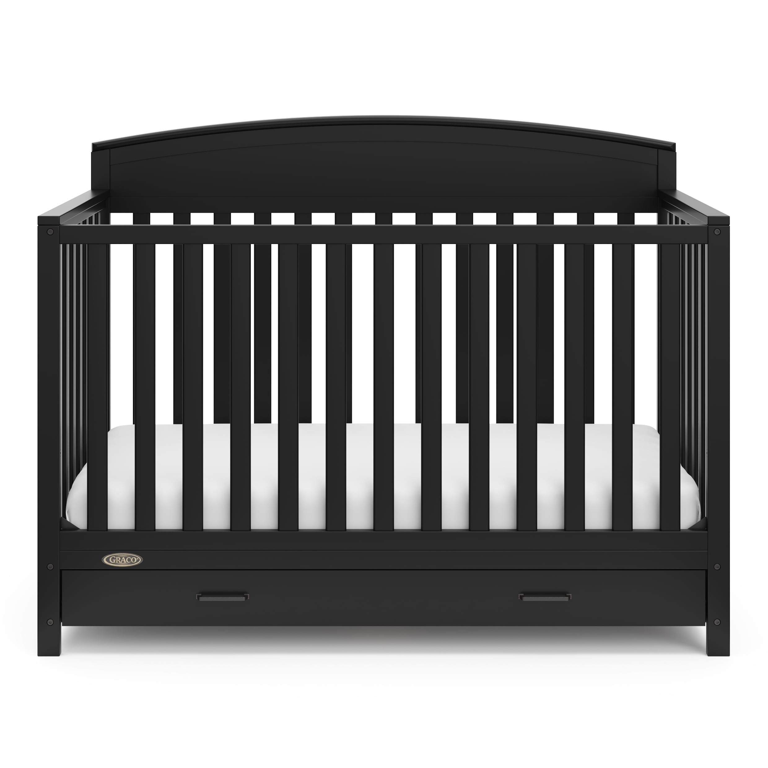 Graco Benton 5-in-1 Convertible Crib with Drawer and Premium Crib & Toddler Mattress Bundle, Black