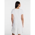 thumbnail image 3 of Time and Tru Women's Tiered Cotton Mini Dress with Short Sleeves, Sizes XS-XXXL, 3 of 5