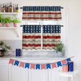 thumbnail image 6 of Independence Day Kitchen Curtains Valances 3 Piece Set, U. S. Flag Themed Shabby Chic Retro Wood Grain Rod Pocket Tier Curtain and Valance Drapes for Small Window 24 Inch Length for Bedroom Cafe, 6 of 9