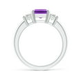 thumbnail image 2 of ANGARA Natural 2.2 ct Amethyst and Diamond Three Stone Ring in 14K White Gold for Women (Size-9x7mm) | February Birthstone, Birthday, Anniversary, Jewelry Gift for Women | Natural Amethyst Ring, 2 of 9