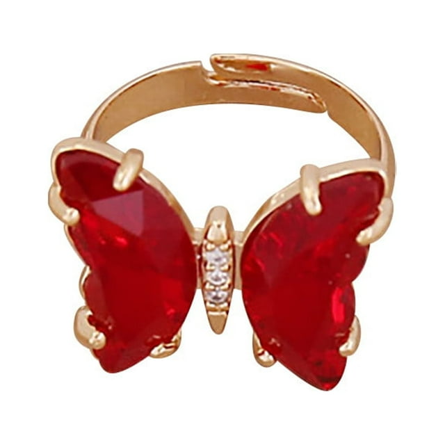 Ladies Fashion Creative Solid Color Butterfly Adjustable Ring With Opening