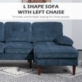 thumbnail image 4 of HOMCOM L-Shape Sofa with Right Chaise Lounge and Rubber Wooden Legs, Blue, 4 of 10