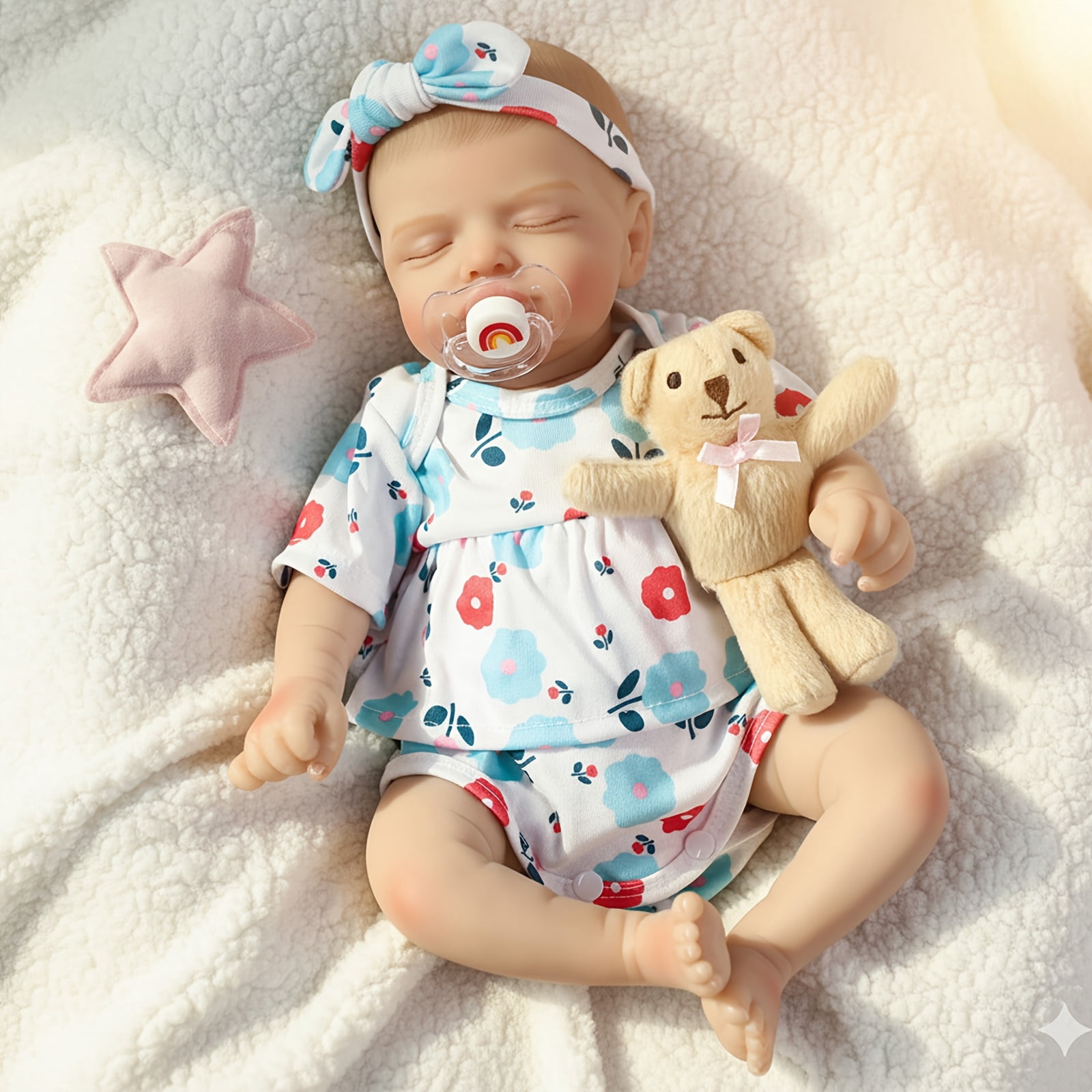 Realistic Reborn Baby Doll, 18 Inch Sleeping Baby Doll, Soft Cloth Body Lifelike Newborn Doll With Feeding Accessories, Baby Doll Toy Gift For Kids Age 3+