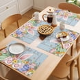 thumbnail image 5 of Easter Placemats Set of 6 Spring Eggs Rabbit Ear Flowers Wooden Grain Place Mats Indoor Wipeable Table Mats Washable Cloth Dining Table Placemats for Kitchen Holiday Party Home Decor 13x19 Inch, 5 of 9