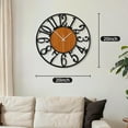 thumbnail image 2 of OMA Round Wall Clock for Living Room Decor Battery Operated Non Ticking Black Metal Wood Clocks for Home Living Room Garden Office Kitchen Decoration -20 inch, 2 of 16