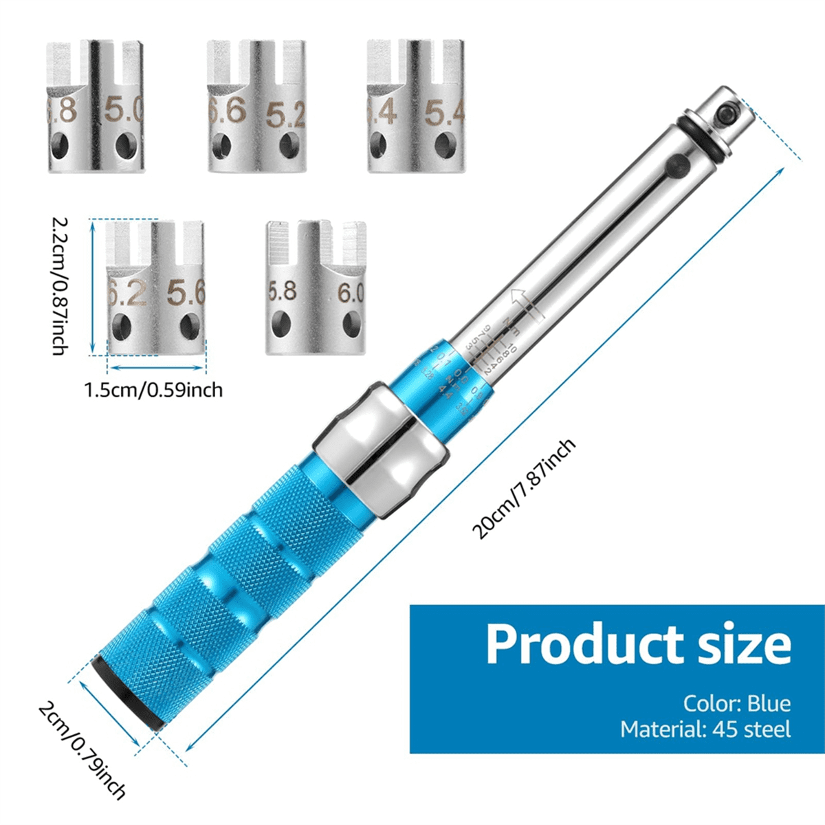 Spoke Torque Wrench, 2-10 NM Wrench Set, Steel Wheel Spanner with Storage Box, 5.0-6.8mm