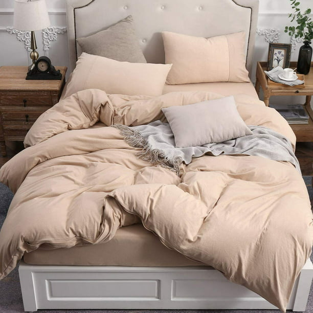 Pure Era Duvet Cover Set Ultra Soft, King Size Duvet Covers Cream And Brown Set