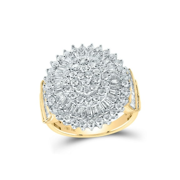 10kt Yellow Gold Womens Round Diamond Circle Cluster Ring 2 Cttw