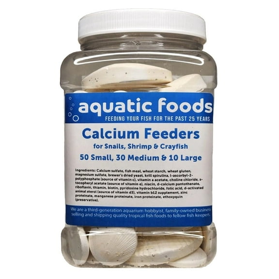 Calcium Enriched Sinking Feeder Disks and Holiday Feeding Food for Shrimp, Snails, Crabs, Crayfish, Hermit Crabs, Plecos, Catfish, all Tropical Fish. 90 Small/Medium/Large Discs.... Medium Jar