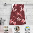 thumbnail image 4 of Coolnut Tropical Flamingos in Love Hand Towels 2 PCS, Valentine's Day Red Kitchen Towel Ultra Soft and Highly Absorbent,Decorative Fingertip Face Towel for Bathroom Hotel, 28.3"x14.4", 4 of 5