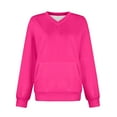 thumbnail image 4 of Duoif Womens Sweatshirt, Women's V-Neck Fleece Sweatshirt - Cute Oversized Winter Top Sweatshirt for Women Hot Pink XL, 4 of 4