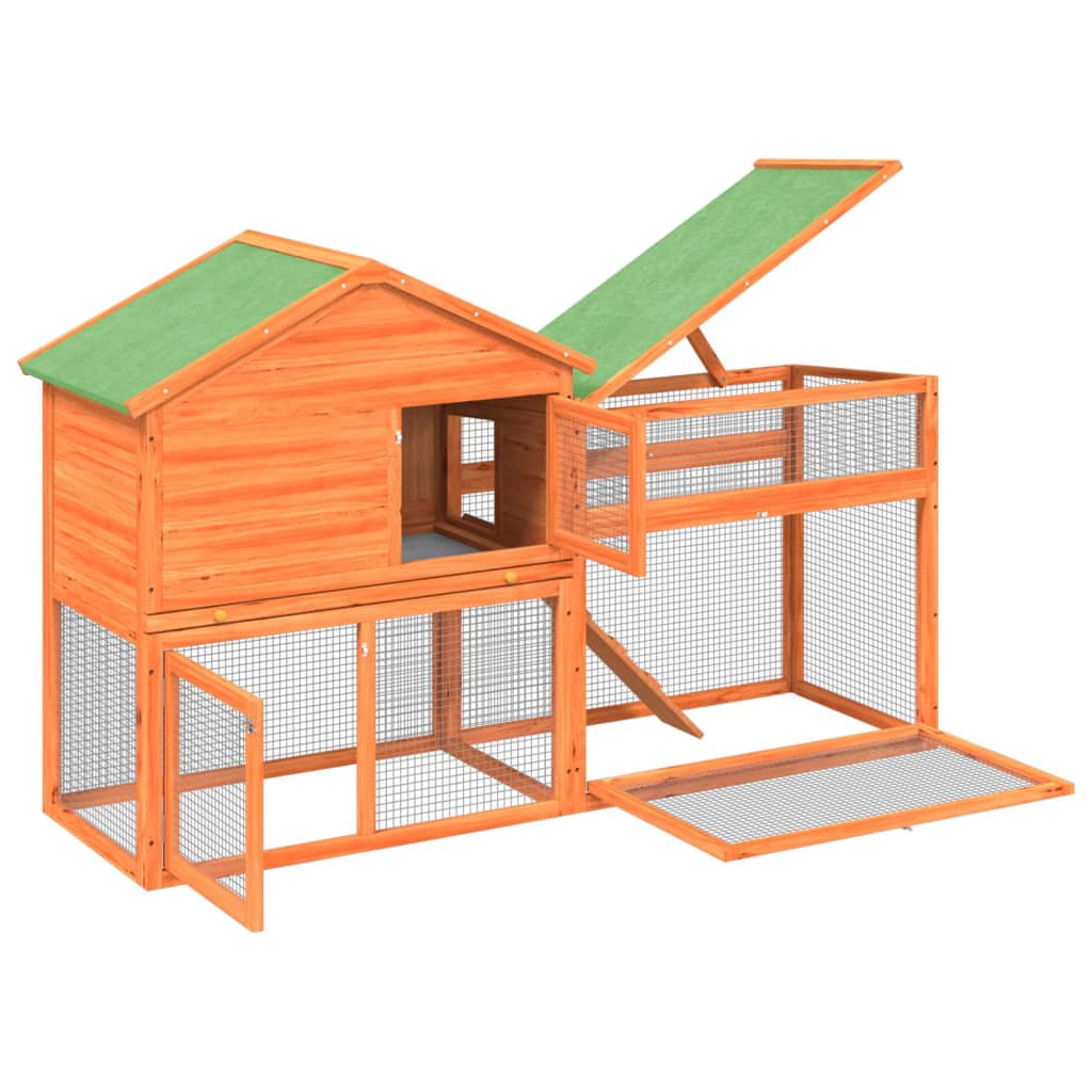 vidaXL Rabbit Hutch Brown 73"x23.8"x43.1" Solid Wood Pine