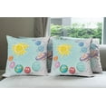 thumbnail image 6 of Ambesonne Space Throw Pillow Cover 4 Pack, Cartoon Sun Planets, 24", Multicolor, 6 of 7