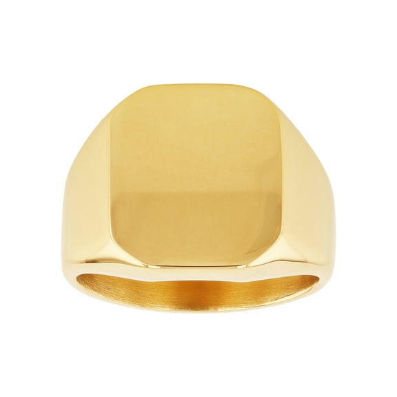 Men's Gold-Tone Stainless Steel Square Signet Ring
