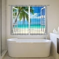 thumbnail image 3 of Ocean Beach Palm Trees Kitchen Curtains Summer Tropical Island Bedroom Window Treatments Nature Landscape Scenic Nature Bedroom Living Room Drapes Fabric 2 Panels 26x36 Inch, 3 of 6