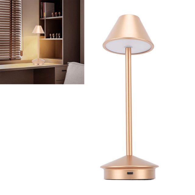 Lampe de Table Sans Fil Style Moderne Art en Fer 3 Couleurs Gradation Continue 2000mAh Lampe de Bureau Portable LED avec Port de Charge USB C pour Restaurant Chambre Table Basse