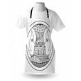 thumbnail image 3 of Zodiac Gemini Apron Ornamental Circle Design with Artistic Patterns and Two Women Portraits, Unisex Kitchen Bib Apron with Adjustable Neck for Cooking Baking Gardening, Black and White, by Ambesonne, 3 of 3