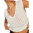 thumbnail image 3 of Liacowi Women Crochet Tank Tops Summer Solid Color Sleeveless V Neck Sweater Vest Knitted Crop Top Streetwear Club Wear, 3 of 5