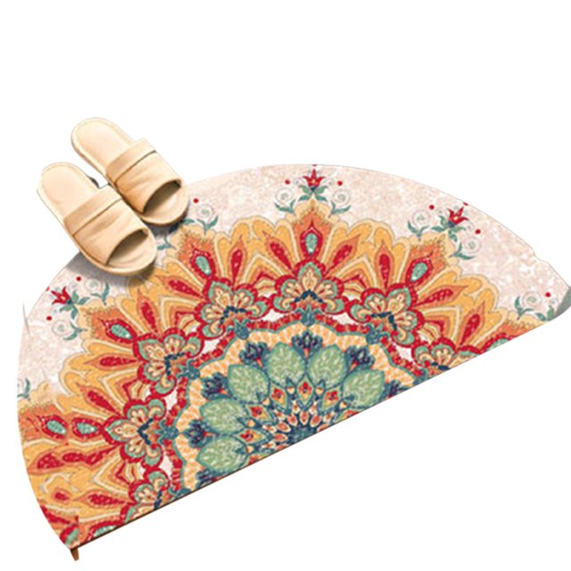 Semicircular Floor Carpet Mat Half Entrance Door Rug Non-Slip Welcome Doormat for Patio Front Door