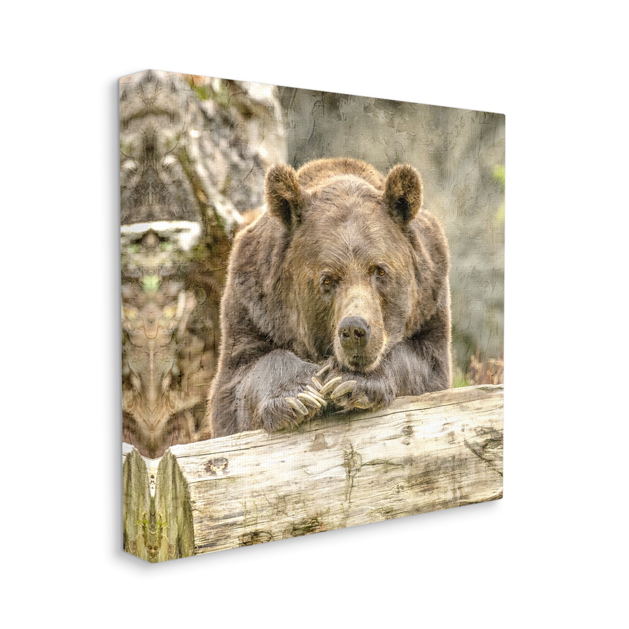Stupell Industries Bear Resting on Log Animals & Insects Painting Gallery Wrapped Canvas Art Print Wall Art, 24 x 24