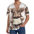thumbnail image 1 of Fotbe Relaxed Cute Cow Reading Camisa Estampada de Manga Corta para Hombre, Casual de Verano, Estilo Playero, Sin Arrugas-4X-Large, 1 of 5