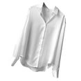 thumbnail image 3 of Blusa de mujer Camisa suelta de manga larga de satén Retro Girl Casual Top, Blanco, L AweSitey AP001166-09B, 3 of 7