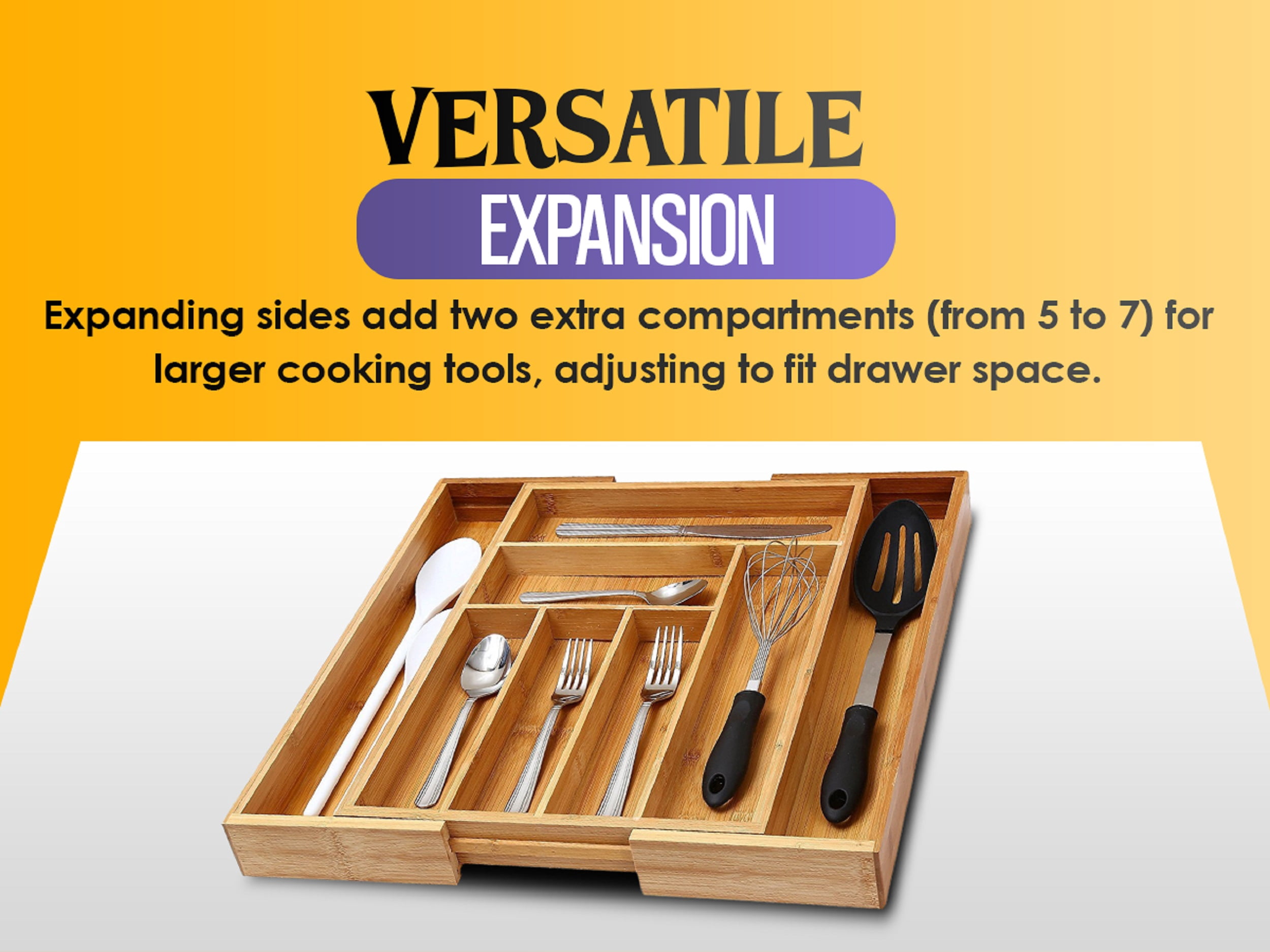 YBM Home Bamboo Drawer Organizer for Home Organization - 9 Compartment Tray, Brown