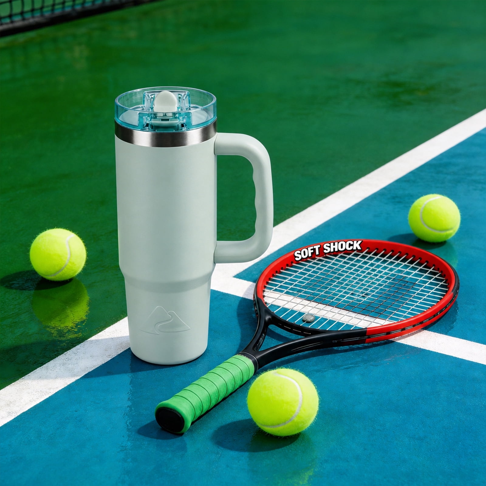 Ozark Trail 30 oz Insulated Stainless Steel Travel Tumbler with Handle and Flip Straw Lid, Sage Green