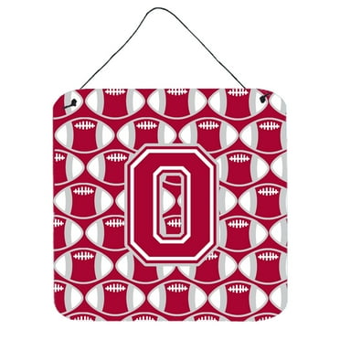 Letter O Football Crimson grey and white Wall or Door Hanging Prints
