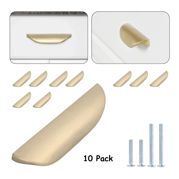 Golden Champagne Finger Drawer Pull For Bath Kitchen Cabinet Door Handles 10Pack