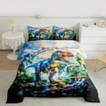 thumbnail image 2 of Manfei Ancient Dinosaur Full Size Comforter Sets,Tropical Botanical Coconut Bedding Comforter Set,Rainbow Print Bedding Sets For Kids,Microfiber Bedroom Decor Reversible,3 Pieces, 2 of 8