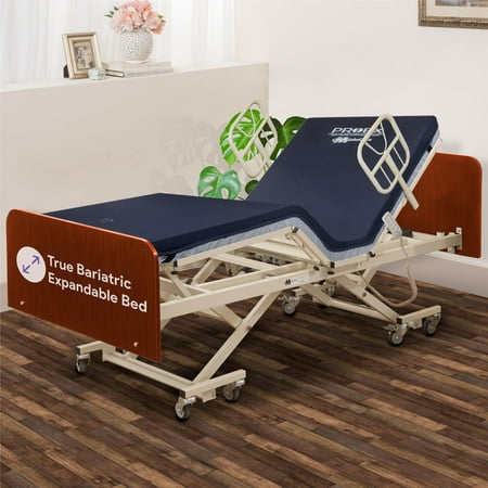 True Bariatric Full Electric Adjustable Hospital Bed With Built in Scale -Super Low 14"-30" Height, Ultra Wide 36”-42”-48” Width, 80”-88” Length 750lbs