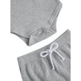 thumbnail image 4 of Douhoow 0-24M Baby Ribbed Clothes Set Summer Sleeveless Button Round Neck Romper Elastic Shorts, 4 of 8