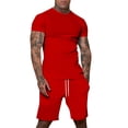 thumbnail image 3 of Hearthz Men's 2 Piece Outfit Casual Mens Casual Sports Shirt and Shorts Set Casual Beach Shorts Sets Red XL, 3 of 6