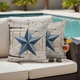 thumbnail image 4 of Texas Star Vintage Outdoor Waterproof Pillow Covers, Navy Blue Retro Berry Wooden Decorative Square Throw Pillowcase Sofa Cushion Sham for Patio/Couch/Chair, 16"x16" 2 Pack, 4 of 8