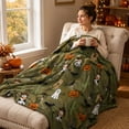 thumbnail image 4 of MInHoues 59×39" Halloween Decorative Throw Blanket, Western Cowboy Ghost and Pumpkin Pattern, Soft Cozy Flannel Plush Blanket for Couch and Bed, Seasonal Fall Home Decor, 4 of 6