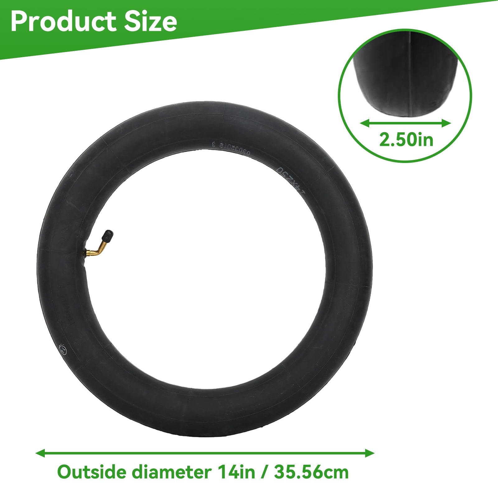 2Pcs 14x2.50 Inner Tube 14 Inch Replacement Tube, 14 Inch Electric Bike Tire Tube with Angled Valve Stem for Replacement Electric Scooters and E-Bike