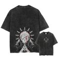 thumbnail image 5 of Camiseta Vintage de manga corta para hombre, ropa de calle estilo Hip Hop, con estampado gráfico de Anime japonés, Harajuku, informal, holgada, lavada, 5 of 5