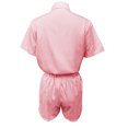 thumbnail image 7 of Cagogo Women's Striped 2 Piece Set Collared 3/4 Sleeve Shirt Drawstring Shorts Casual Lounge Outfits Summer Cruise Travel Airport Clothes Matching Tracksuit, Red M, 7 of 7