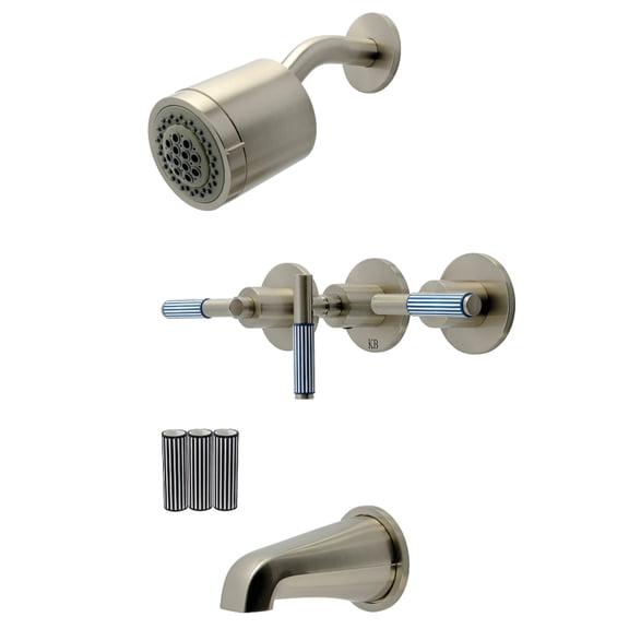 Kingston Brass KBX8138KPS Verona Triple-Handle Tub and Shower Faucet, Brushed Nickel