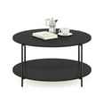 thumbnail image 3 of Furinno 2-Tier Modern Round Coffee Table Table with Sturdy Metal Legs, Americano/Black, 3 of 5