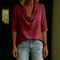 thumbnail image 5 of Warop Womens 3/4 Sleeve Tops Fall Cowl Neck Shirts Solid Office Business Dressy Casual Outfits, 5 of 6