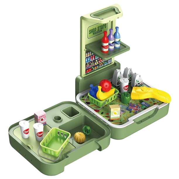 Casa de juguete 2 en 1 resistente con mochila para niños, ideal para jugar a cocinar. Supermercado 41PCS