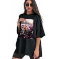 thumbnail image 3 of Plus Size Shirt for Women Black Tops for Women Short Sleeves Shirt for Women Flowers3 T Shirt Crewneck Shirt for Women 4XL, 3 of 5