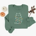 thumbnail image 4 of SYMOID Womens Christmas Cat Sweatshirt, 100% Cotton Relaxed Fit Crew Neck Long Sleeve with Christmas Lights Print, Green,Size XL, 4 of 6
