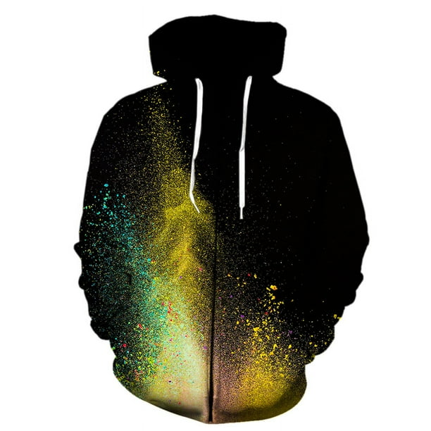 Sudadera con capucha y cremallera con estampado 3D de salpicaduras de polvo y teñido anudado para hombre y mujer, sudaderas de moda para niño y niña, jersey de manga larga, ropa de calle